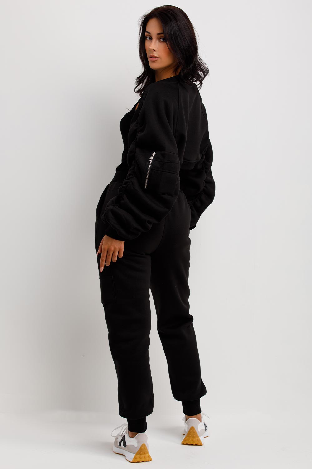 womens ruched sleeve three piece loungewear co ord set