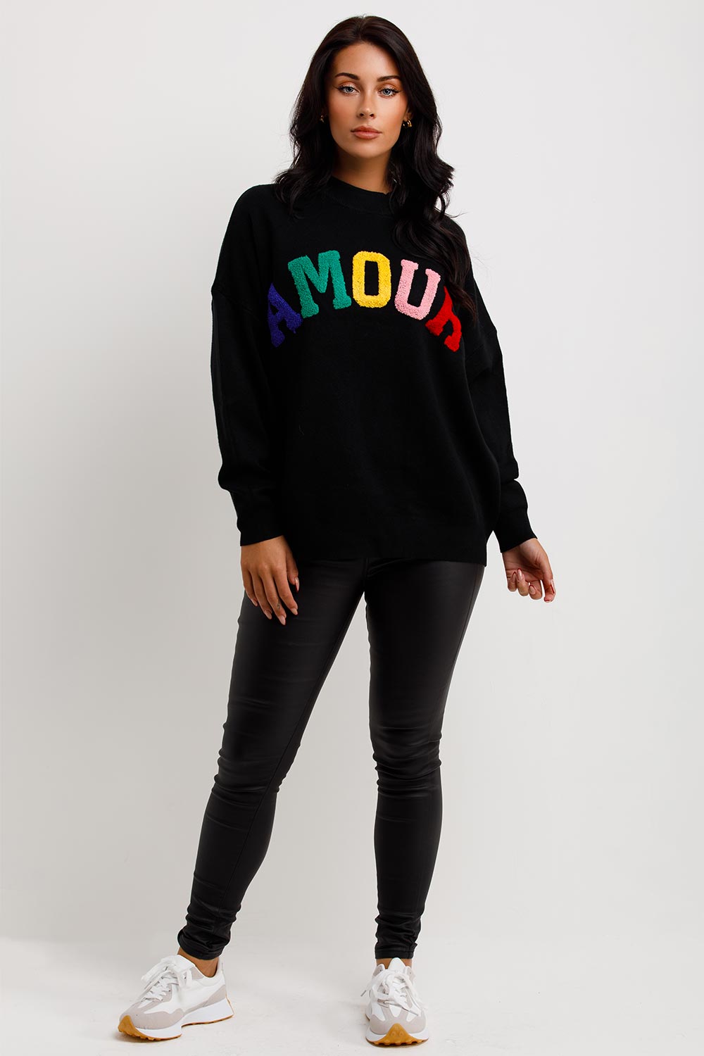 womens knitted jumper with amour towelling