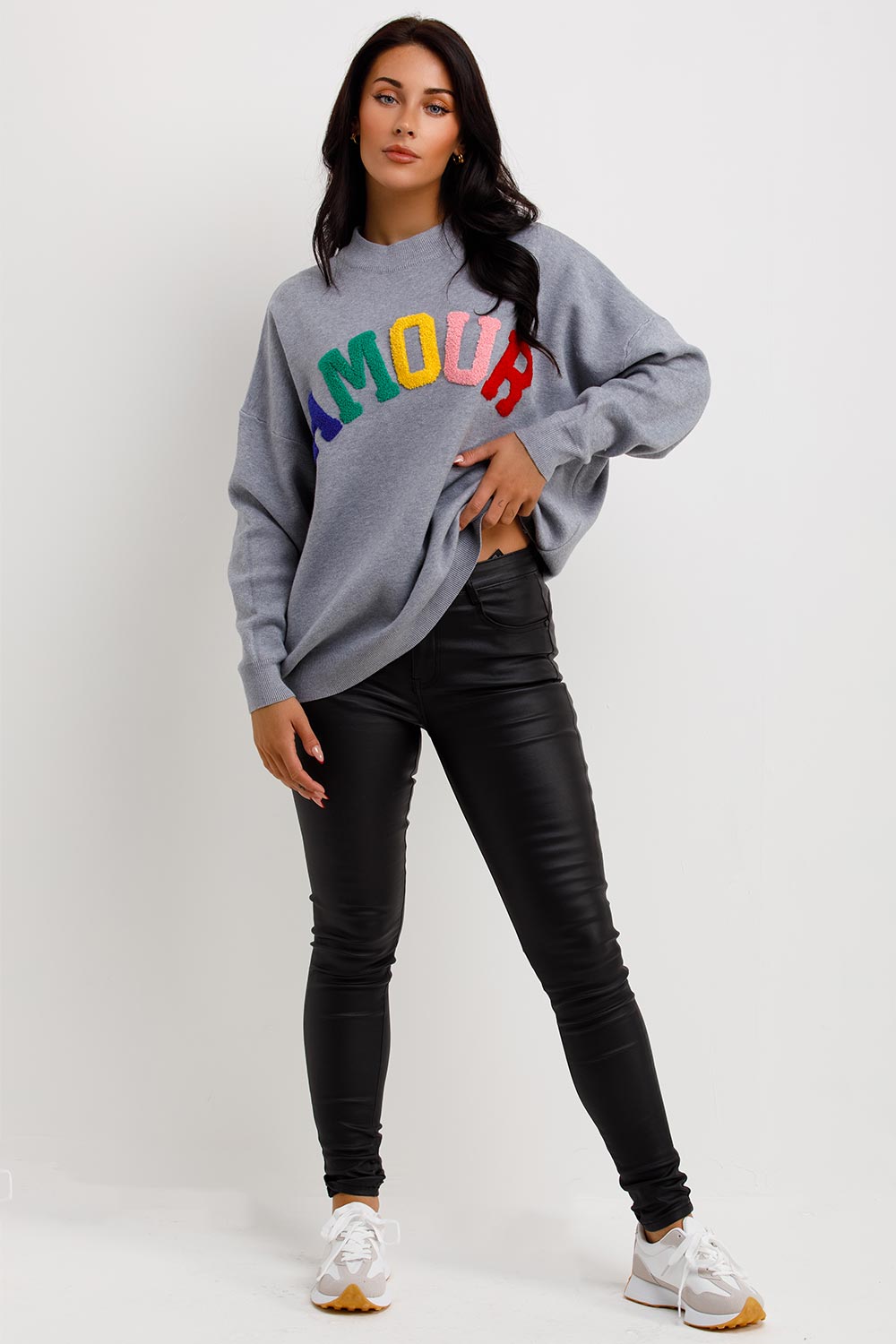 amour towelling oversized knitted jumper womens