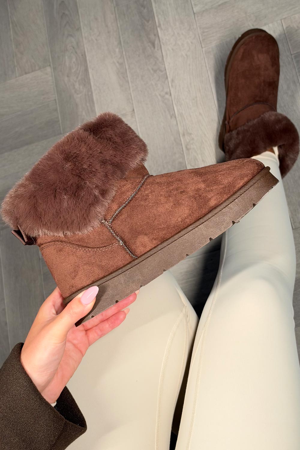 womens platform boots with faux fur trim and lining