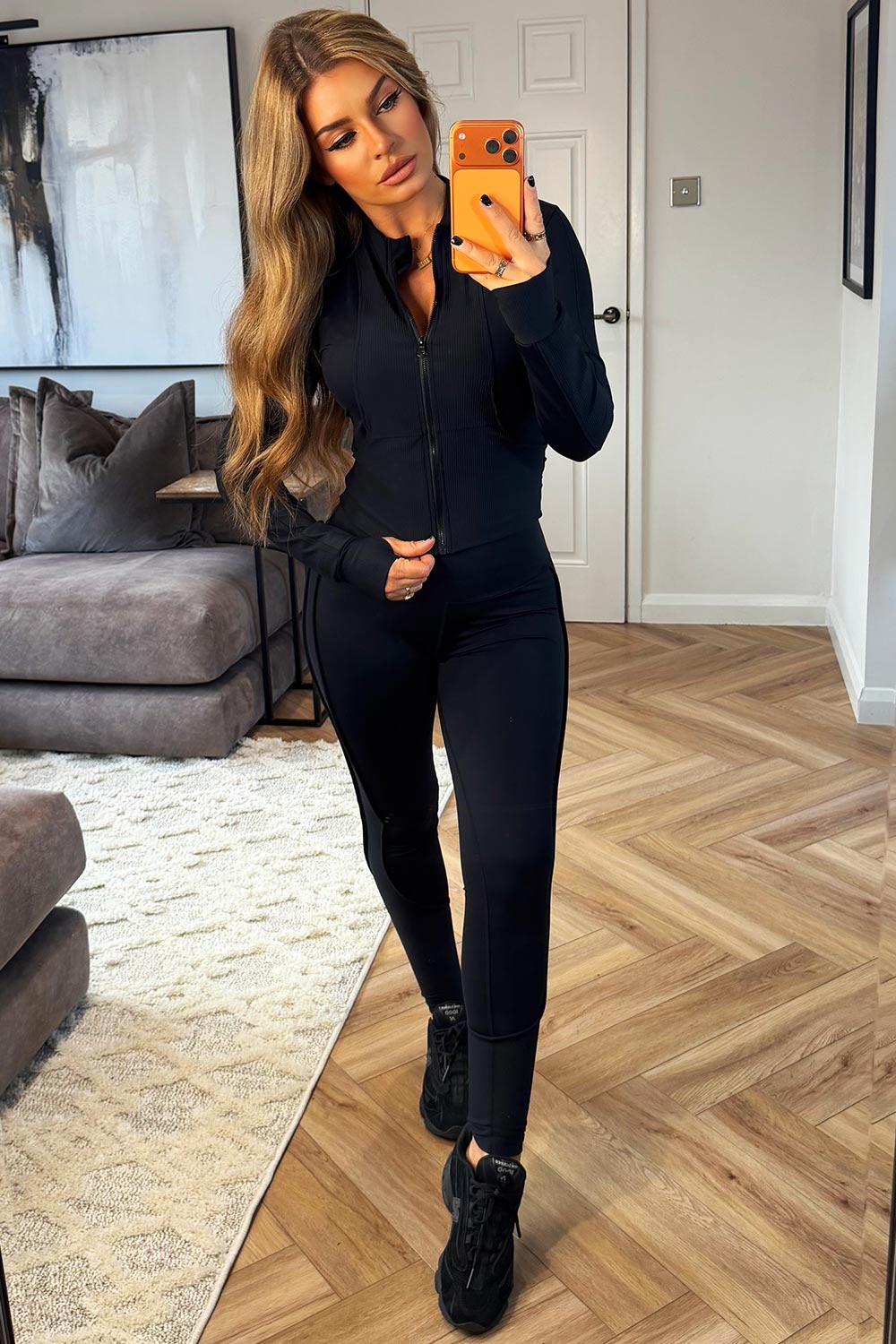 womens lululemon zip up sports jacket and seamless leggings two piece co ord set uk