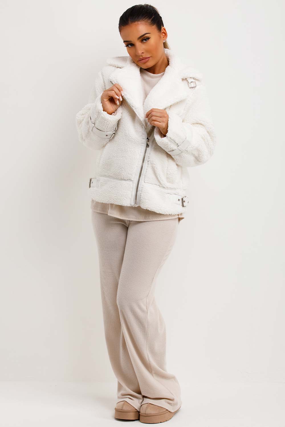 womens teddy aviator jacket zara