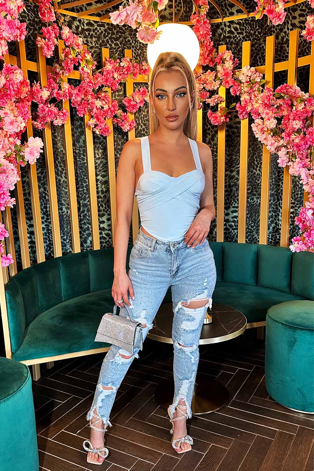 going out slinky twisted crop top