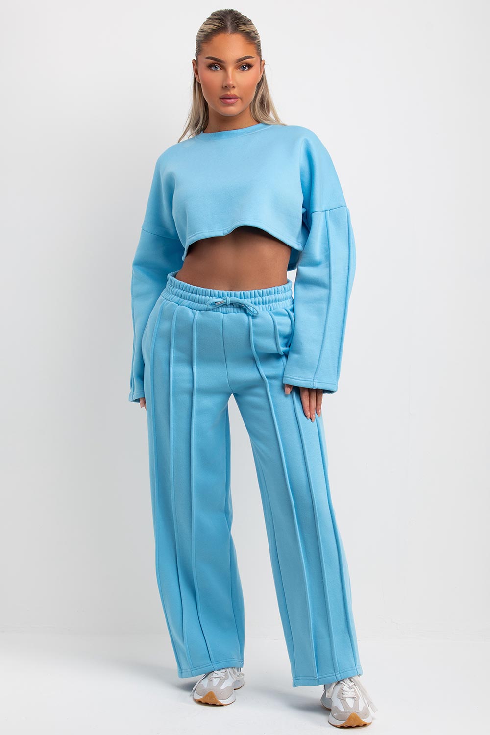 pintuck joggers and sweatshirt tracksuit lounge set