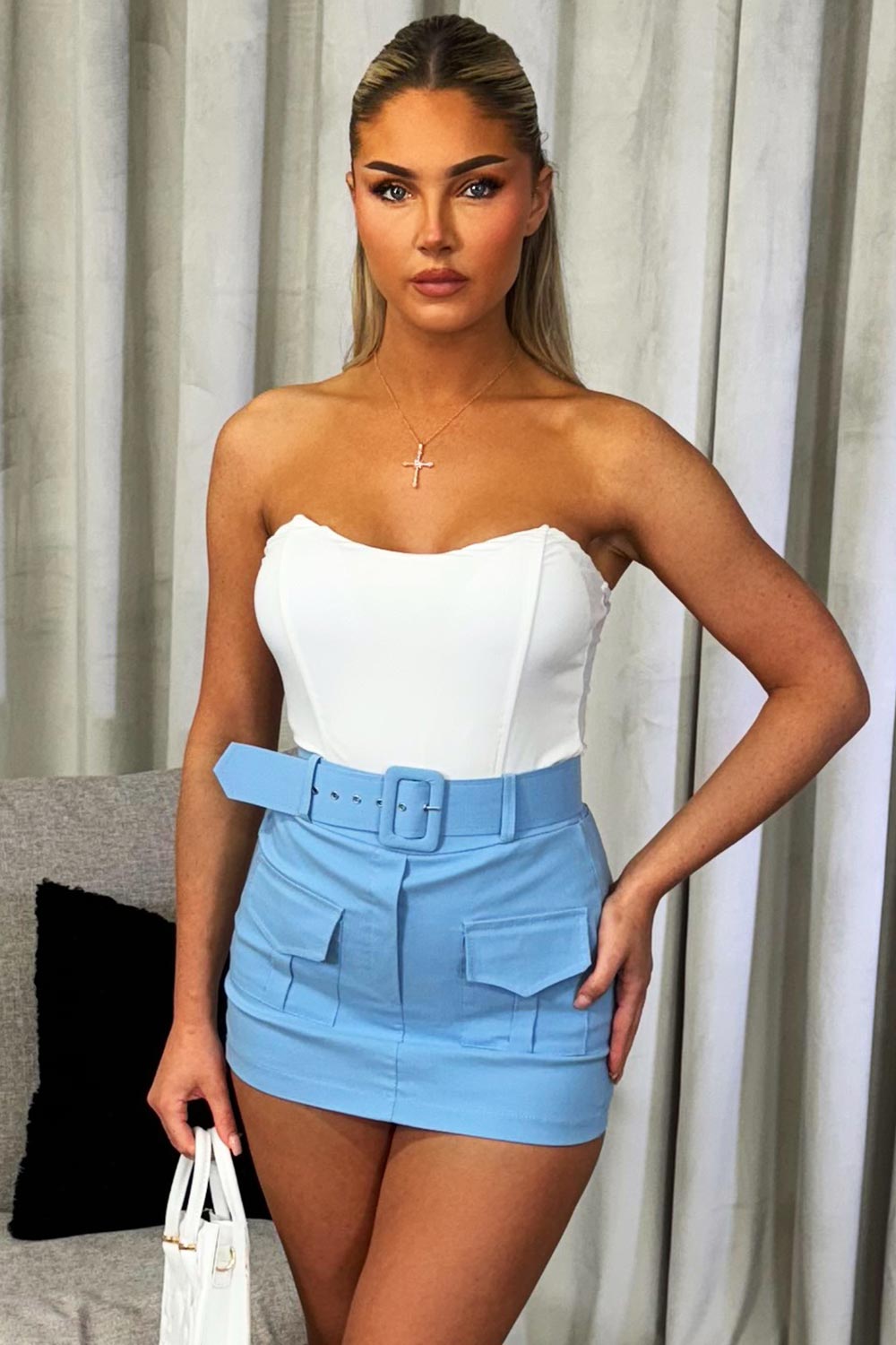 cargo skorts with belt and pockets