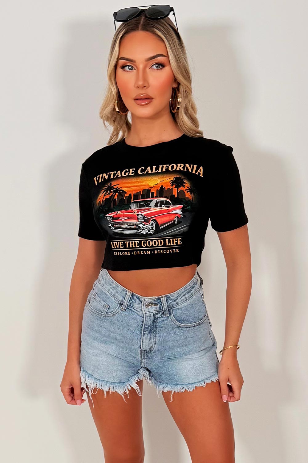 california baby tee black crop t shirt womens festival clothes uk