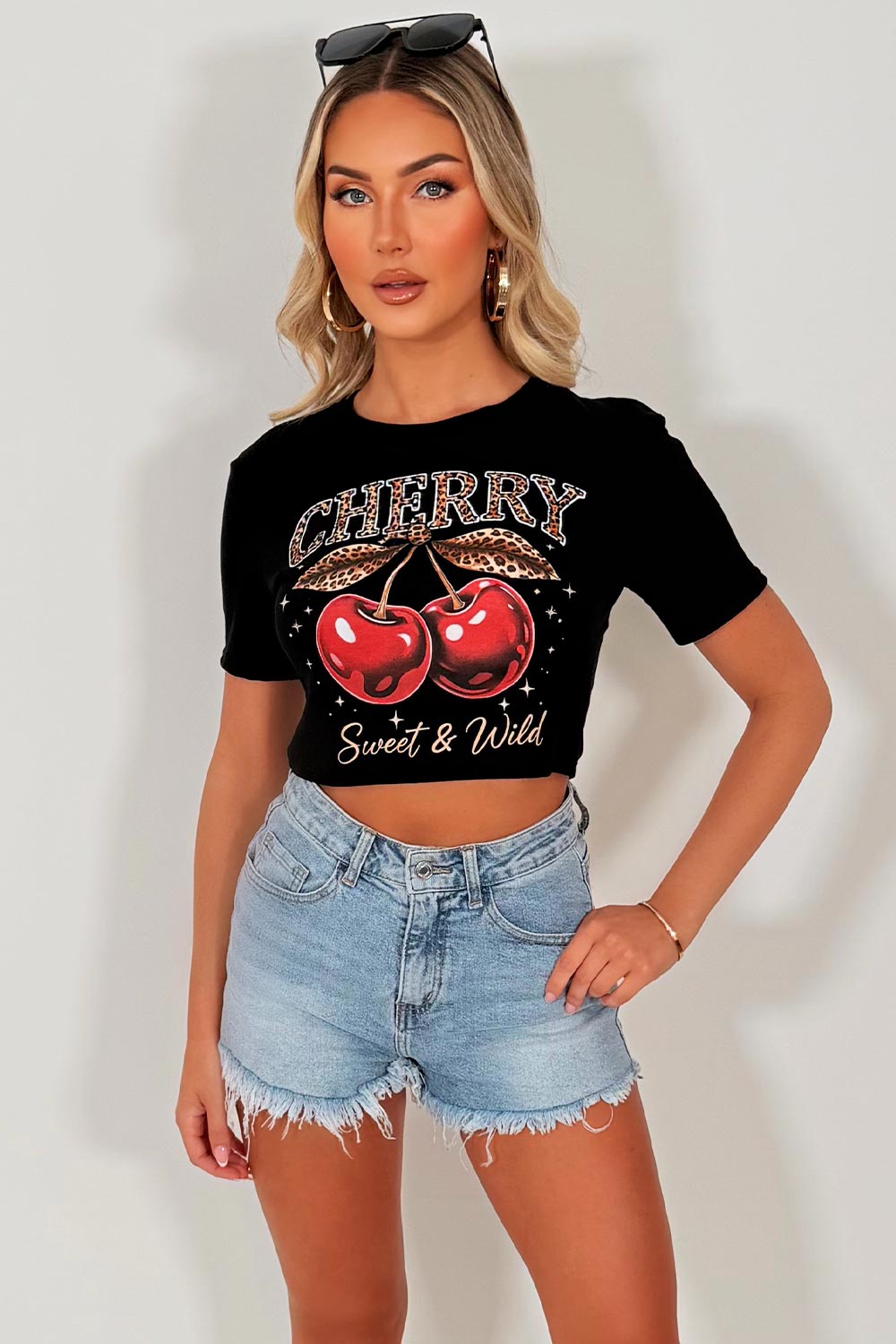 cherry bomb baby tee black crop t shirt womens festival clothes uk