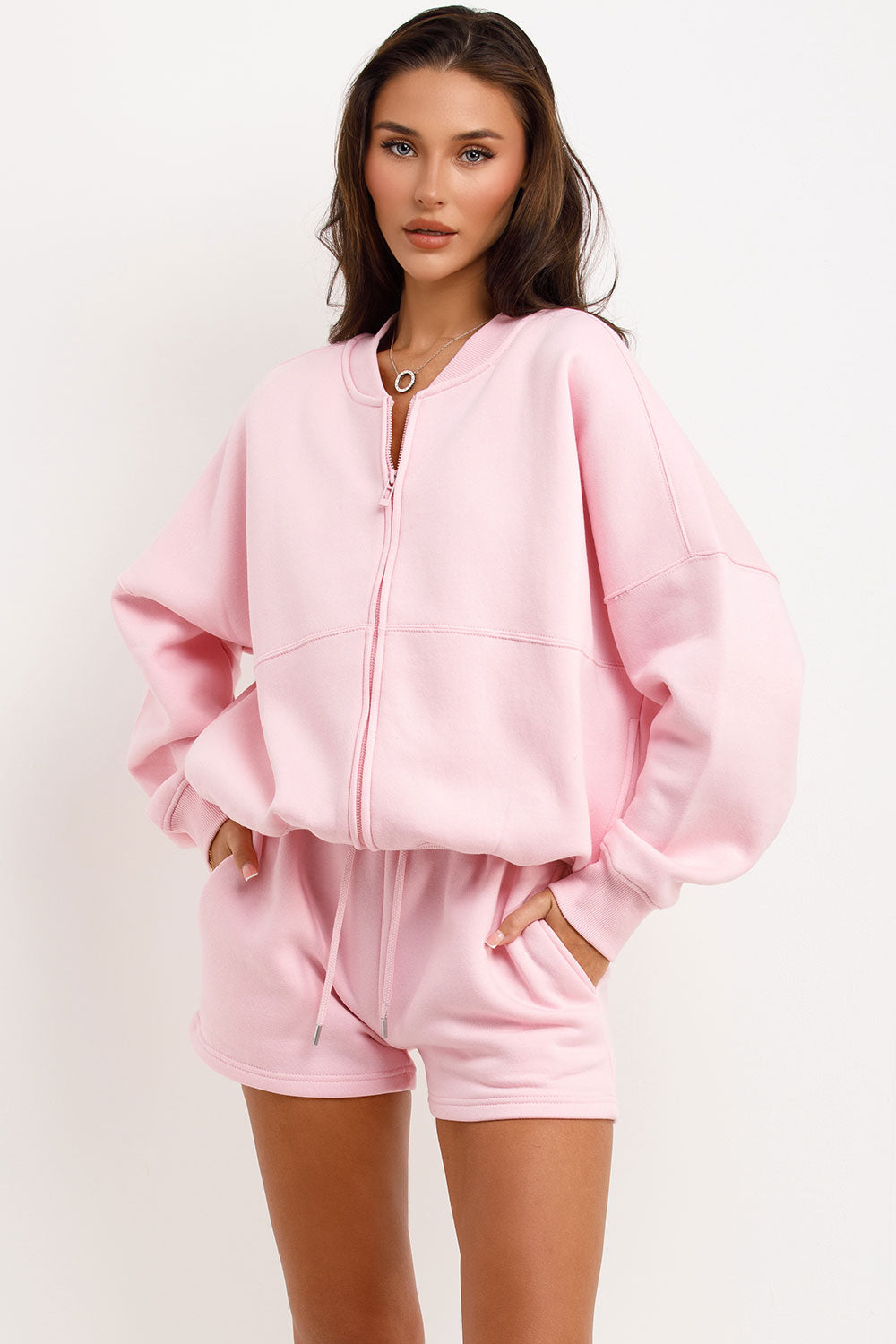 womens zara short tracksuit set airport outfit