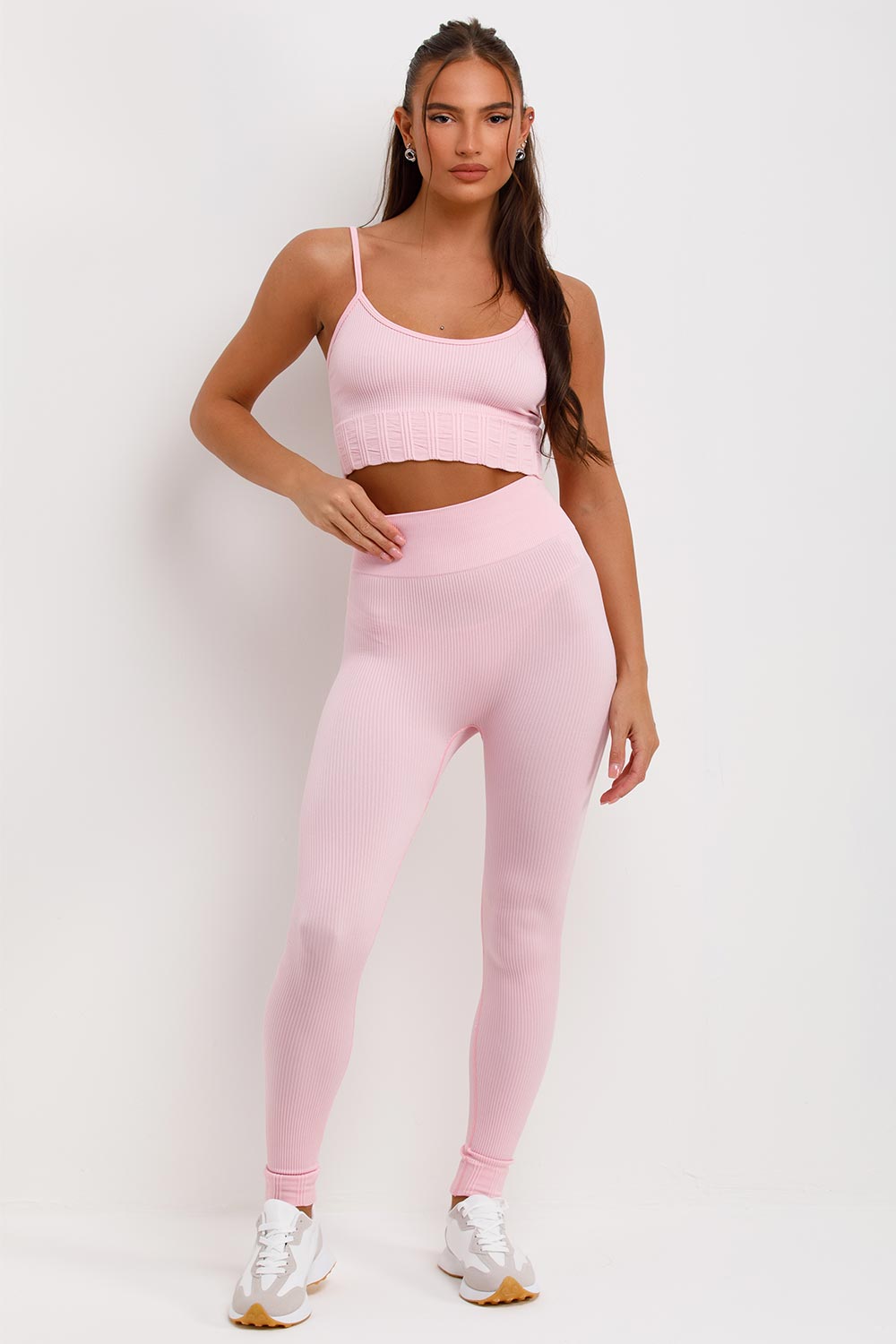 3 piece gym set womens baby pink