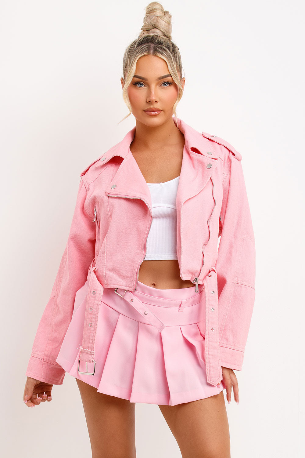 womens zara denim pink jacket uk