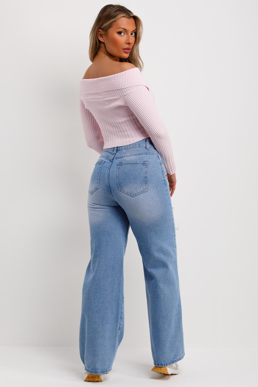 off shoulder jumper with zip front