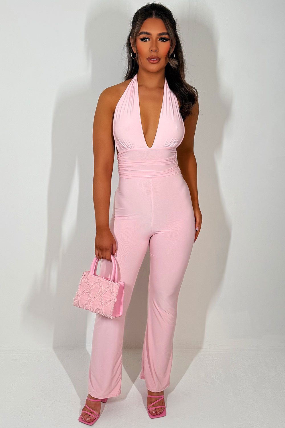 halterneck backless festival party jumpsuit