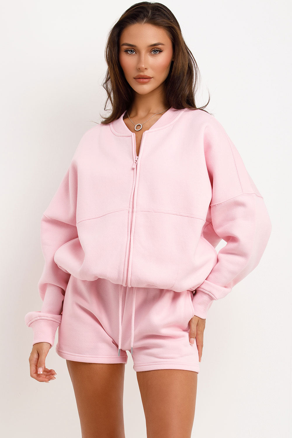 zara womens short tracksuit bomber jacket and short set