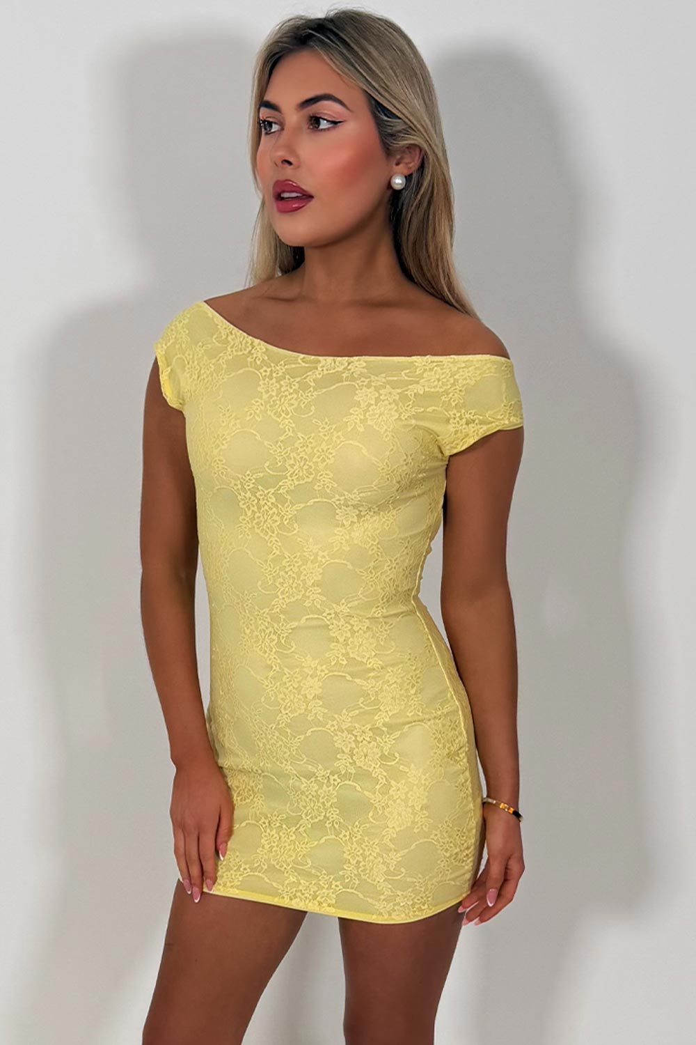 yellow lace mini dress styledup