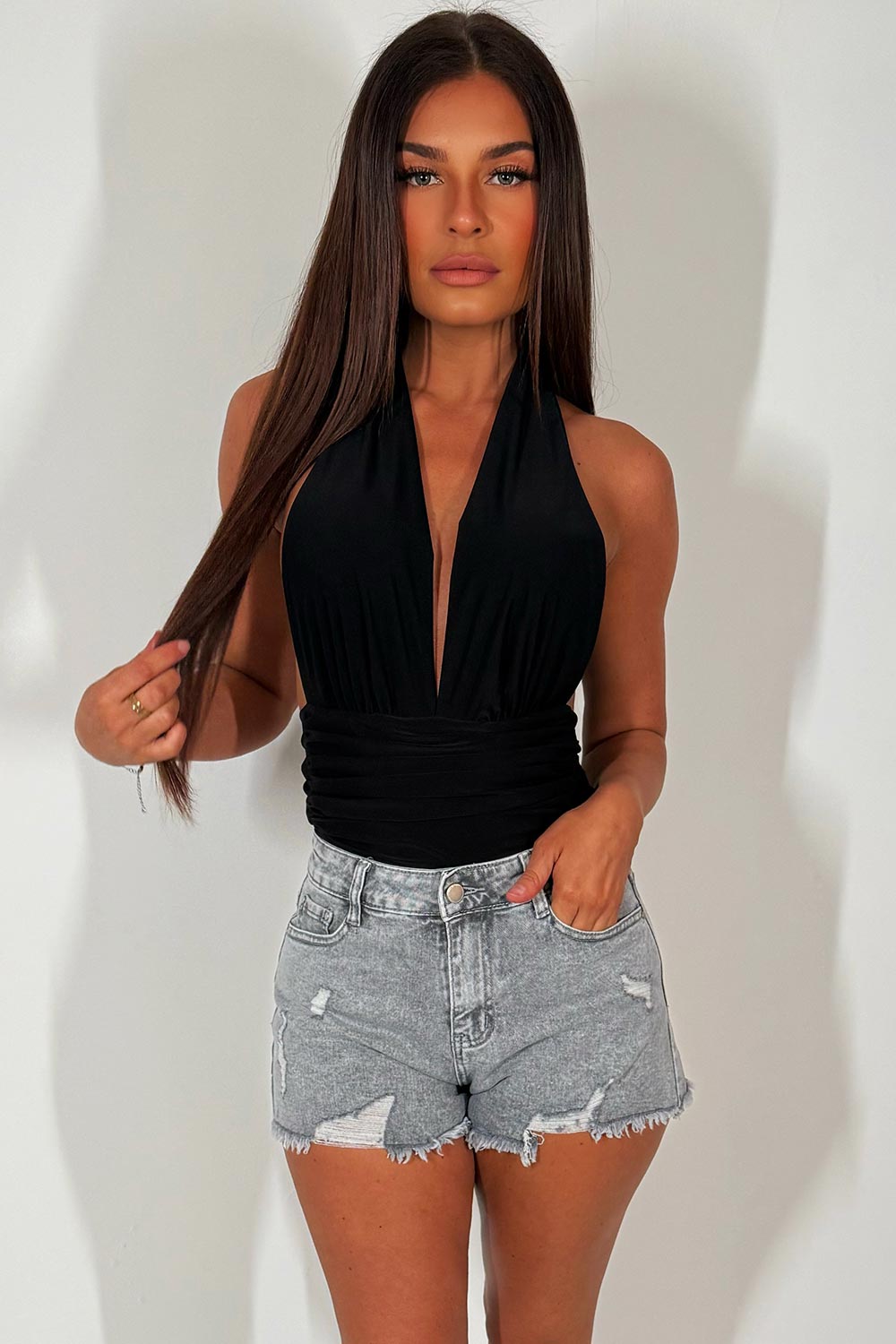 halter neck bodysuit top backless going out festival summer outfit