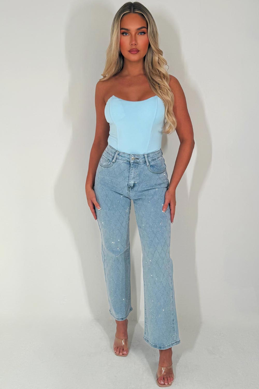 diamante jeans zara womens uk