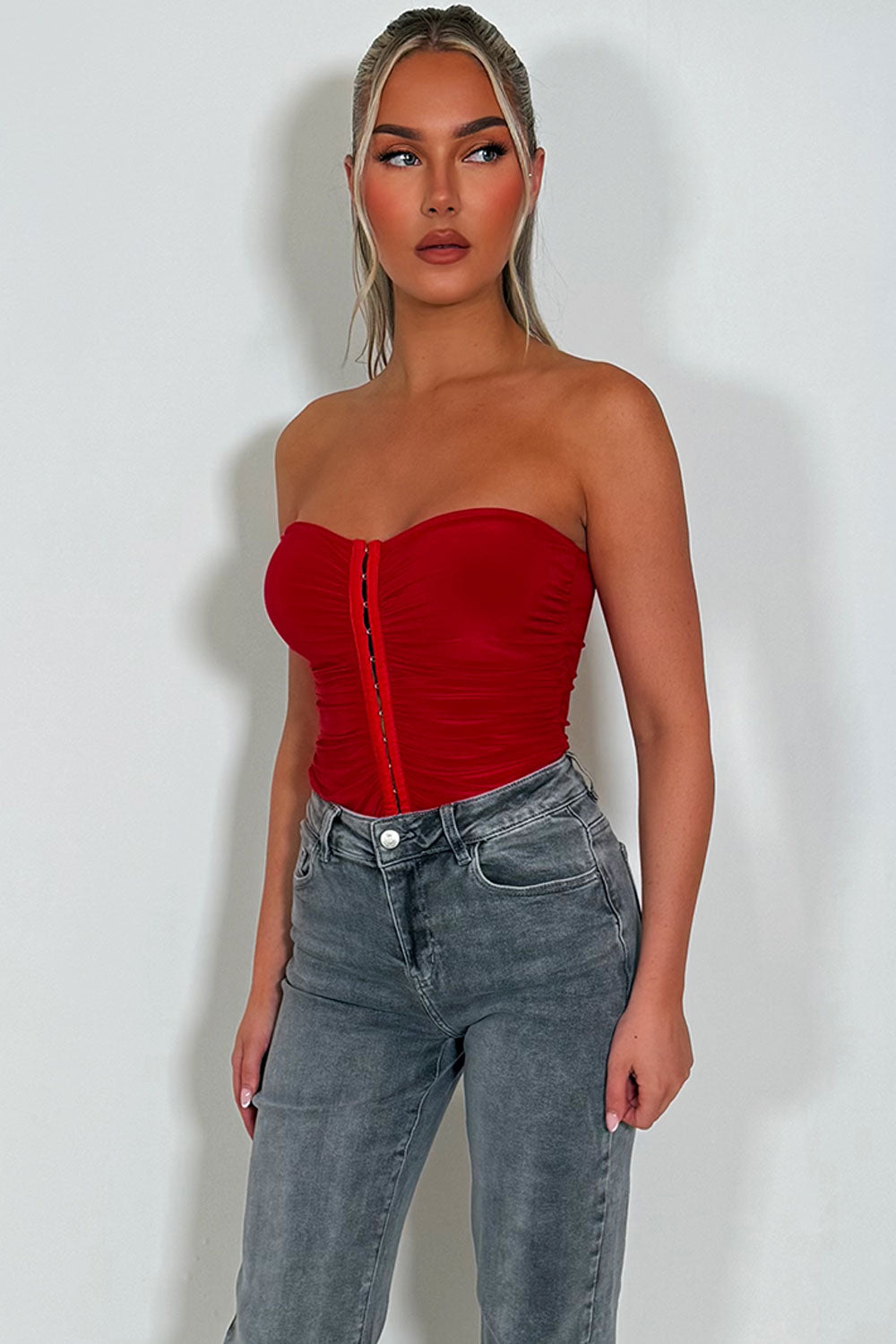 corset top with hook and eye bardot styledup