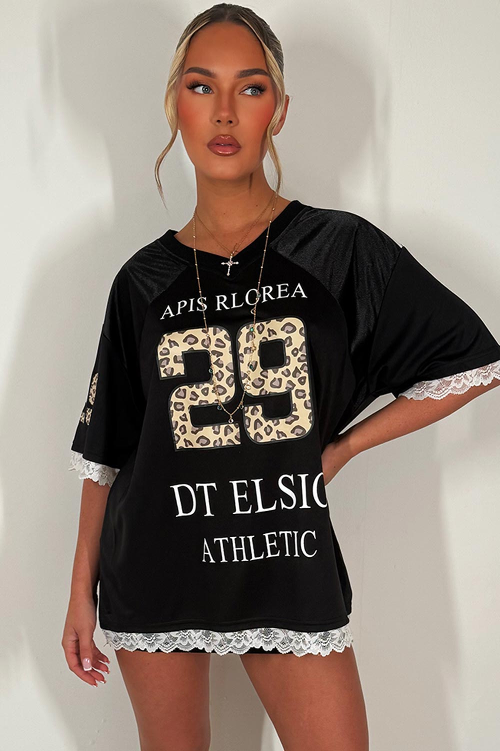 oversized football v neck top womens festival outfit