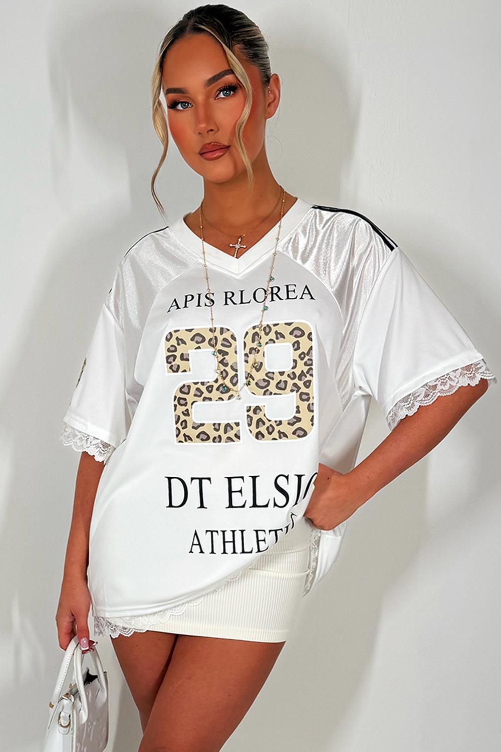 oversized football v neck top womens festival outfit