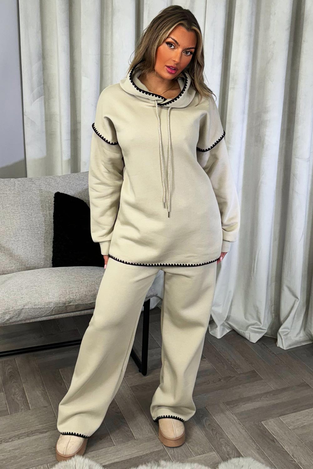 contrast stitch loungewear set