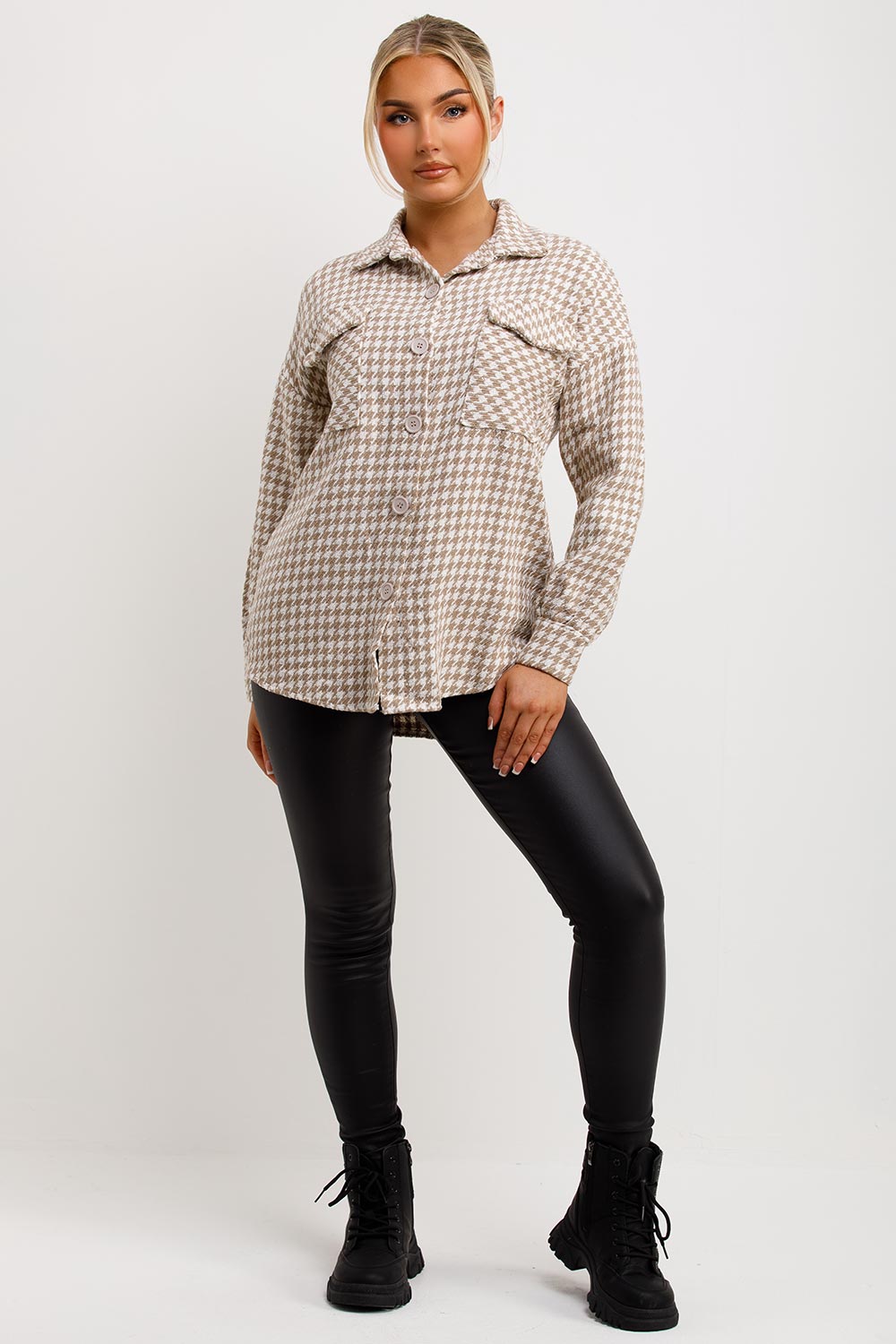 womens dogtooth shacket