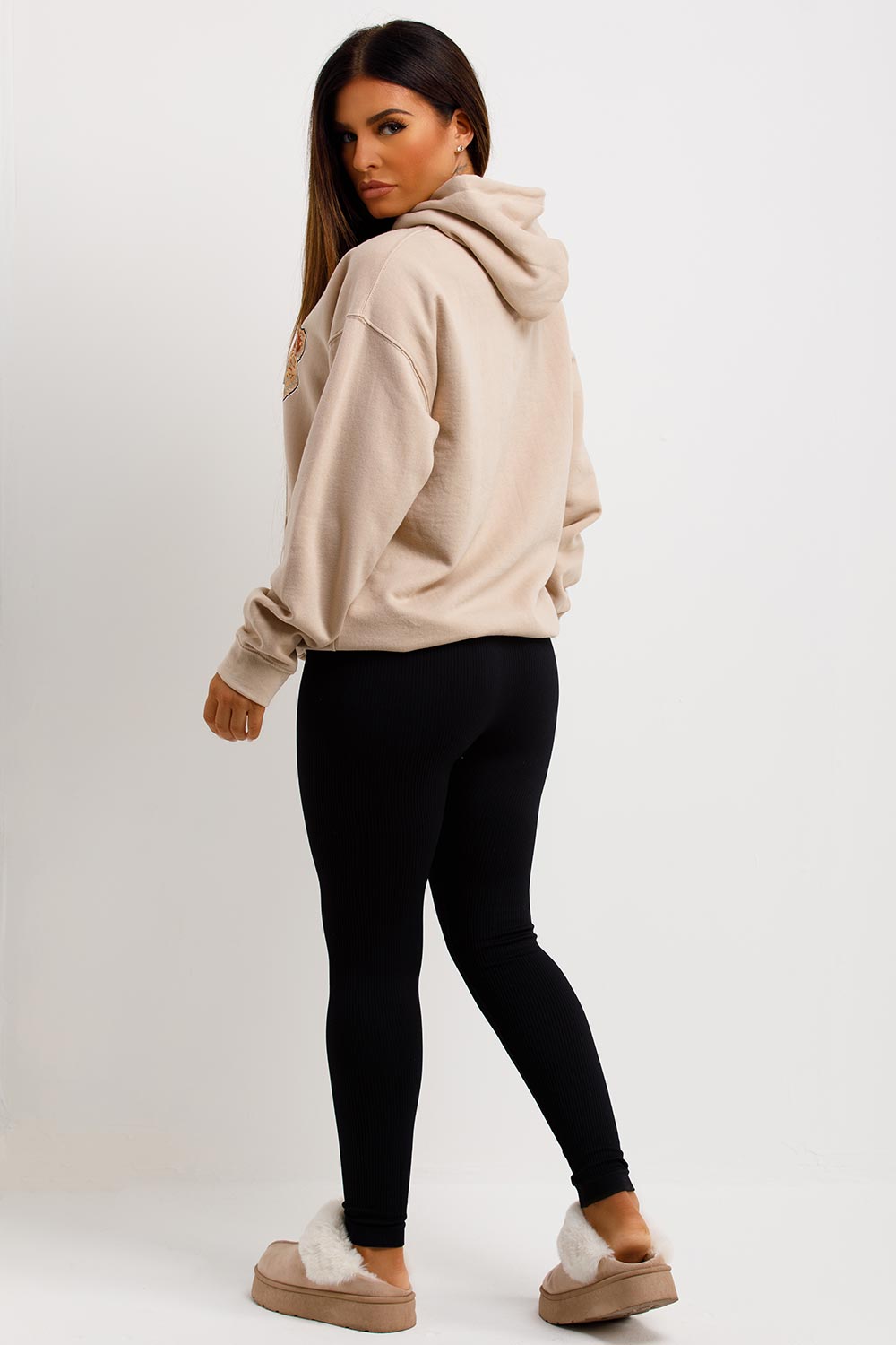 womens teddy bear palm springs graphics oversized hoodie loungewear