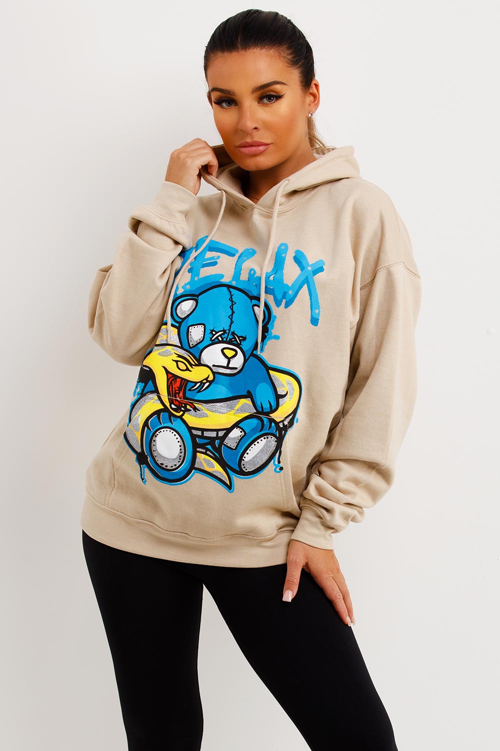 relax teddy bear oversized hoodie womens