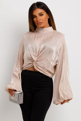satin long sleeve blouse going out christams party top