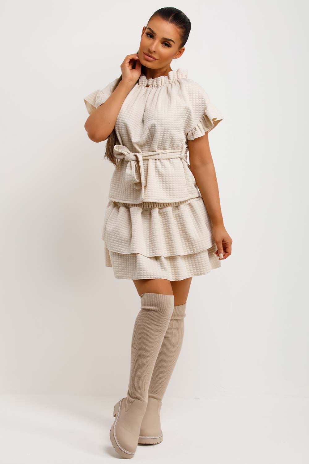 rara frilly quilted skirt and top co ord two piece set going out christmas party outfit