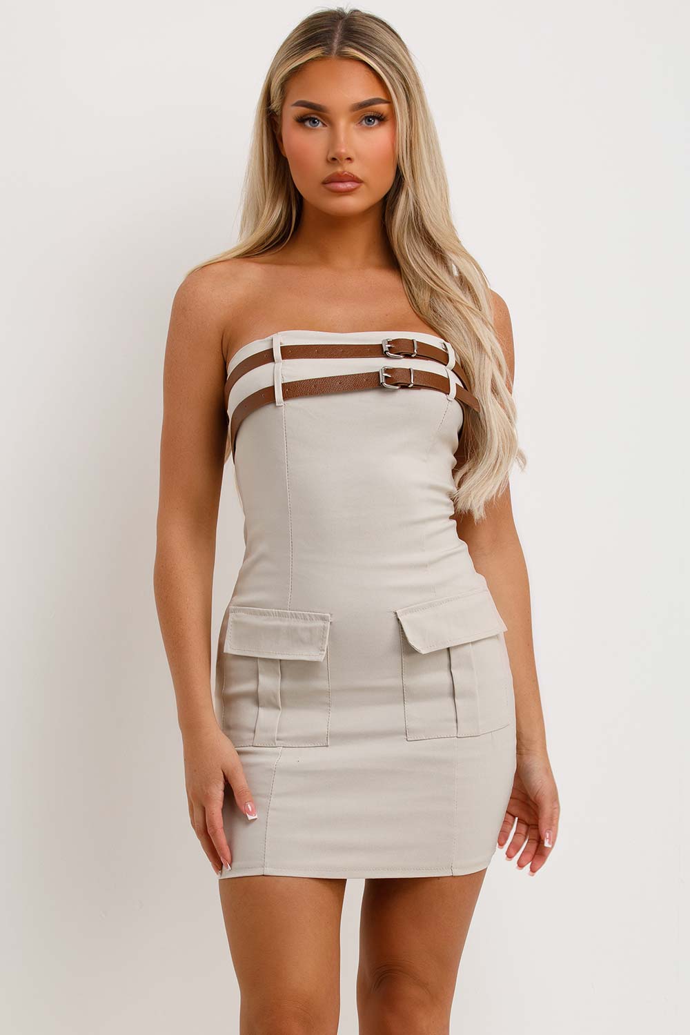 double belt cargo pocket bandeau dress zara womens uk