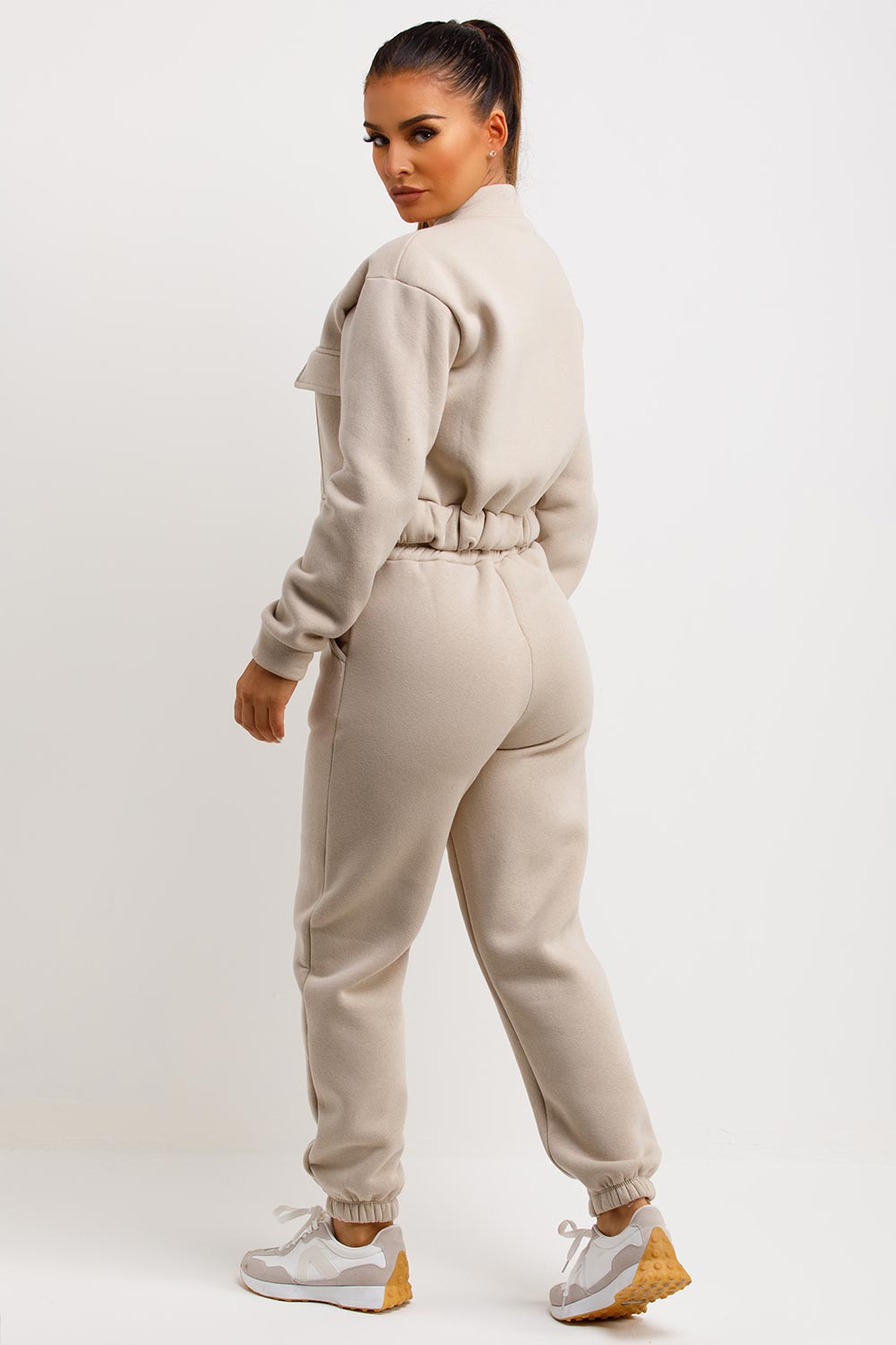 womens bomber jacket and joggers co ord set