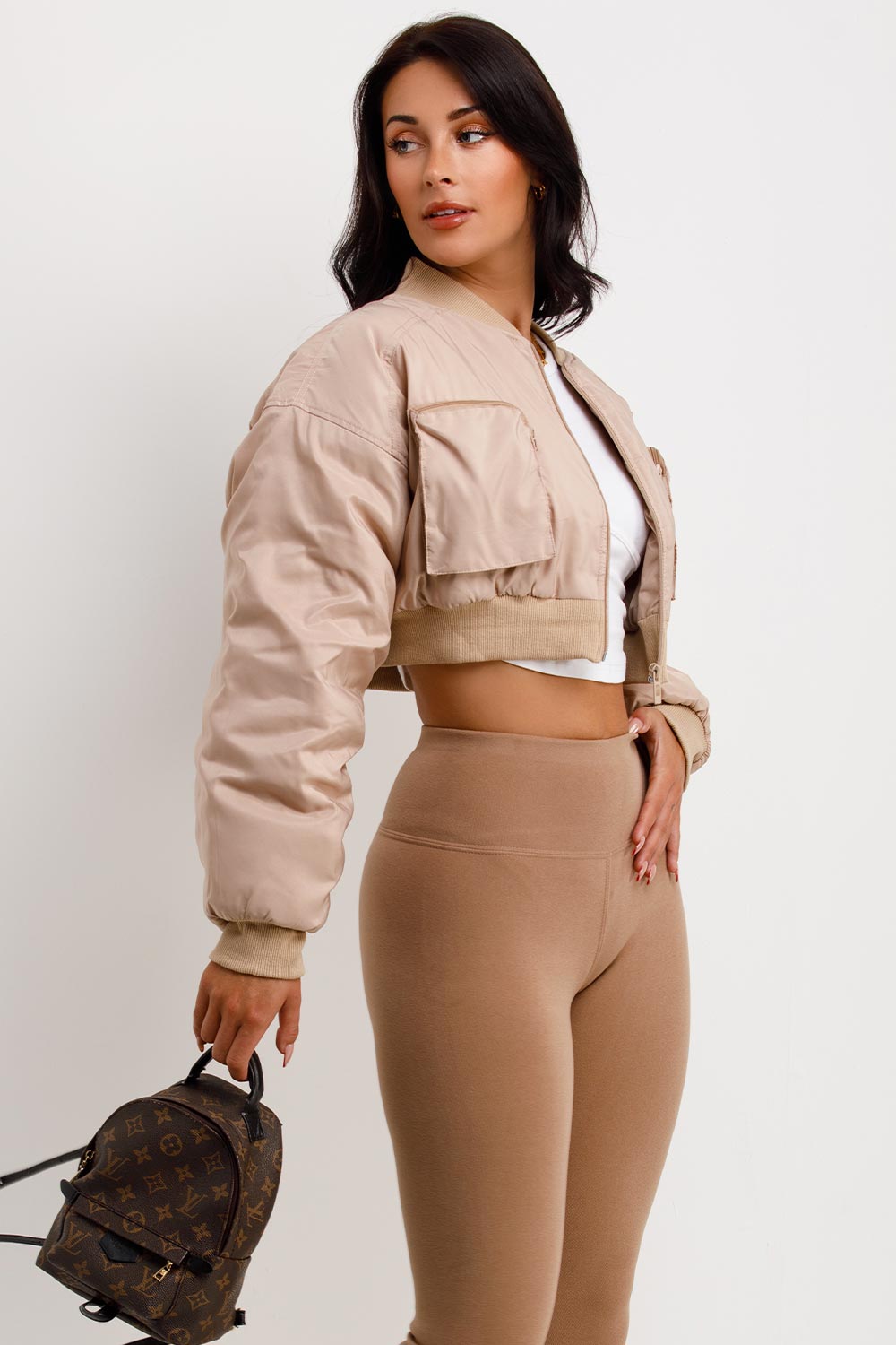 cropped bomber jacket with pockets womens uk