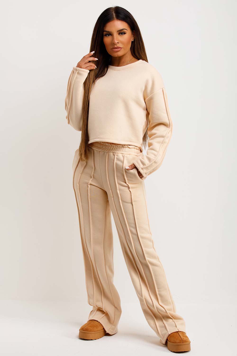 womens pintuck joggers and sweatshirt co ord