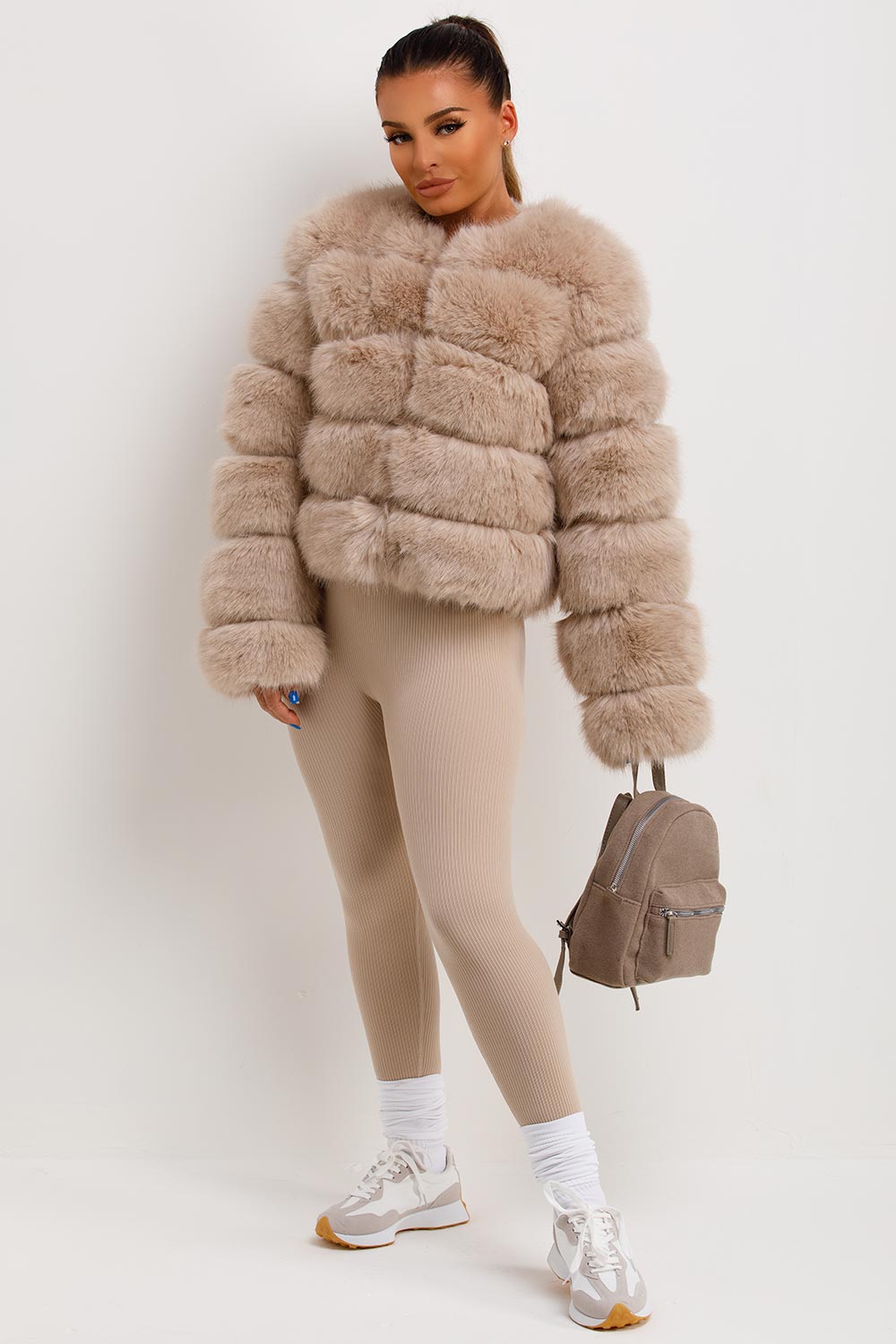 cropped faux fur bubble coat womens uk