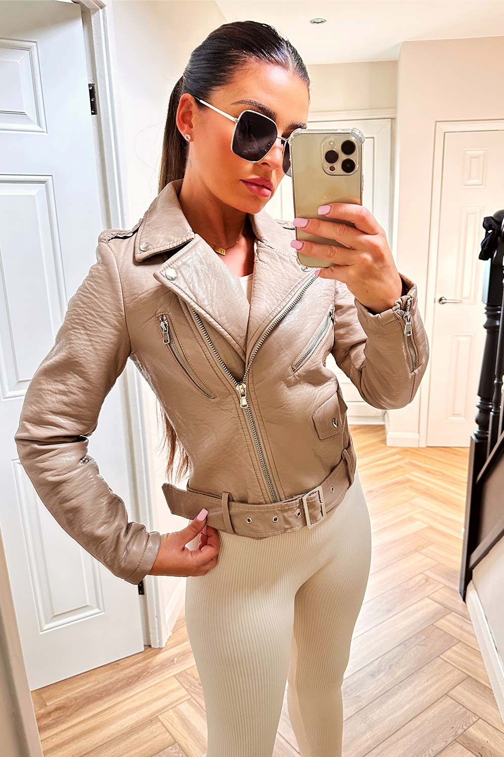 zara faux leather biker jacket with belt