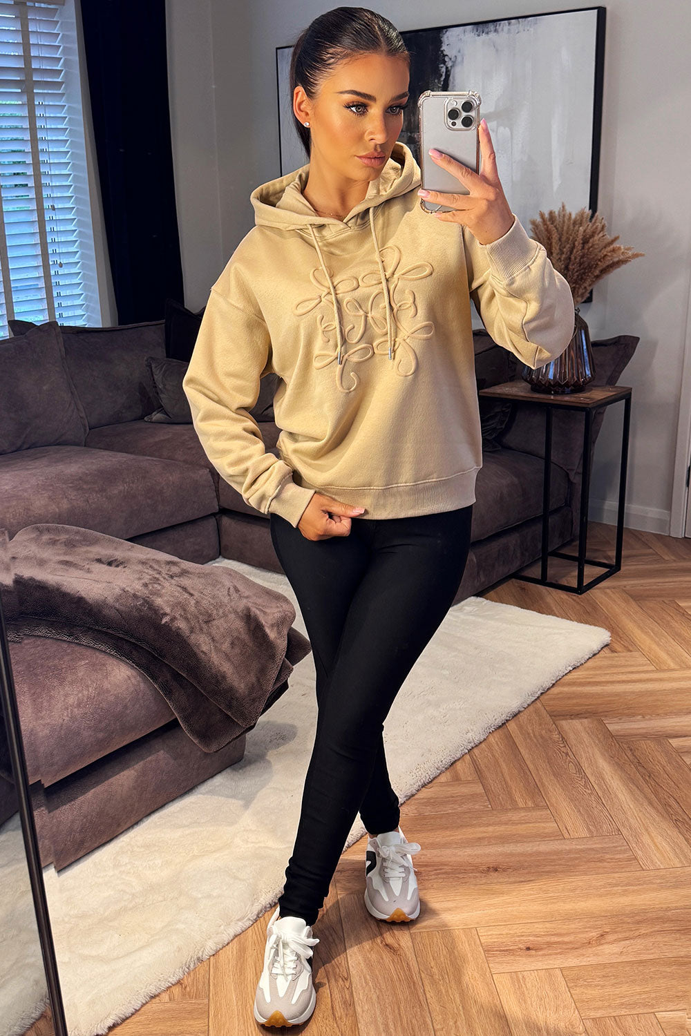 womens oversized hoodie swirl detail loewe inspired