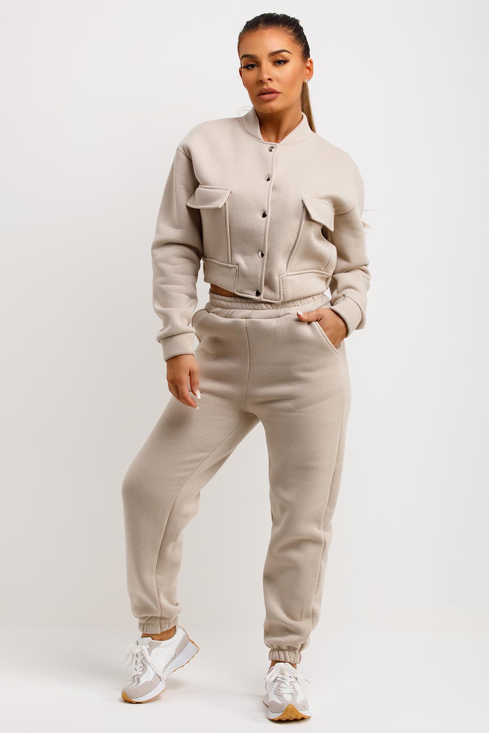 womens bomber jacket and joggers co ord set