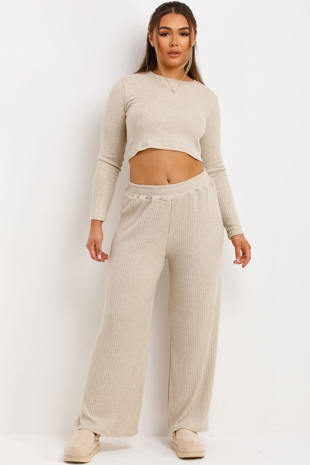 womens wide leg loungewear co ord set matching outfit