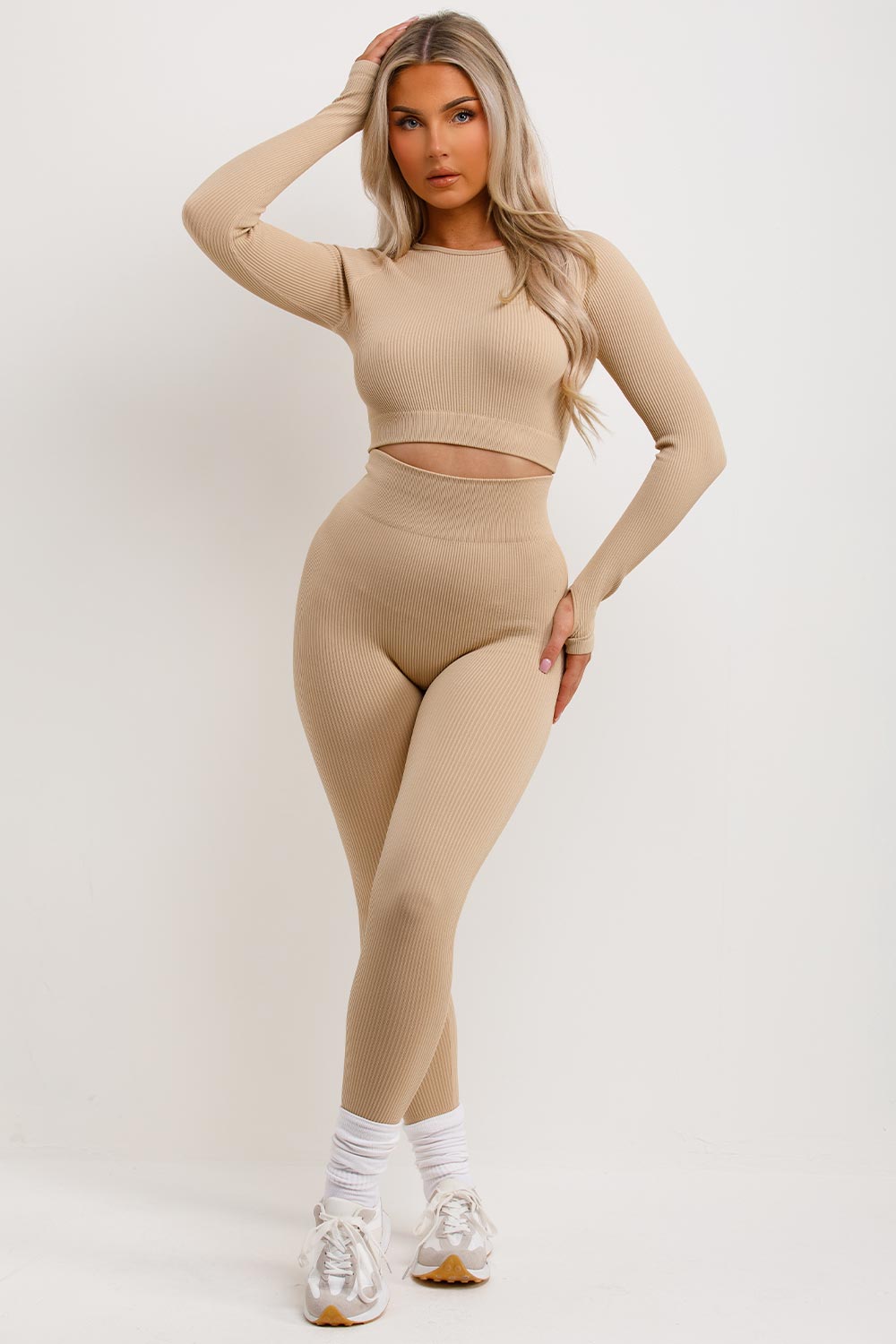 womens gym leggings and top two piece set