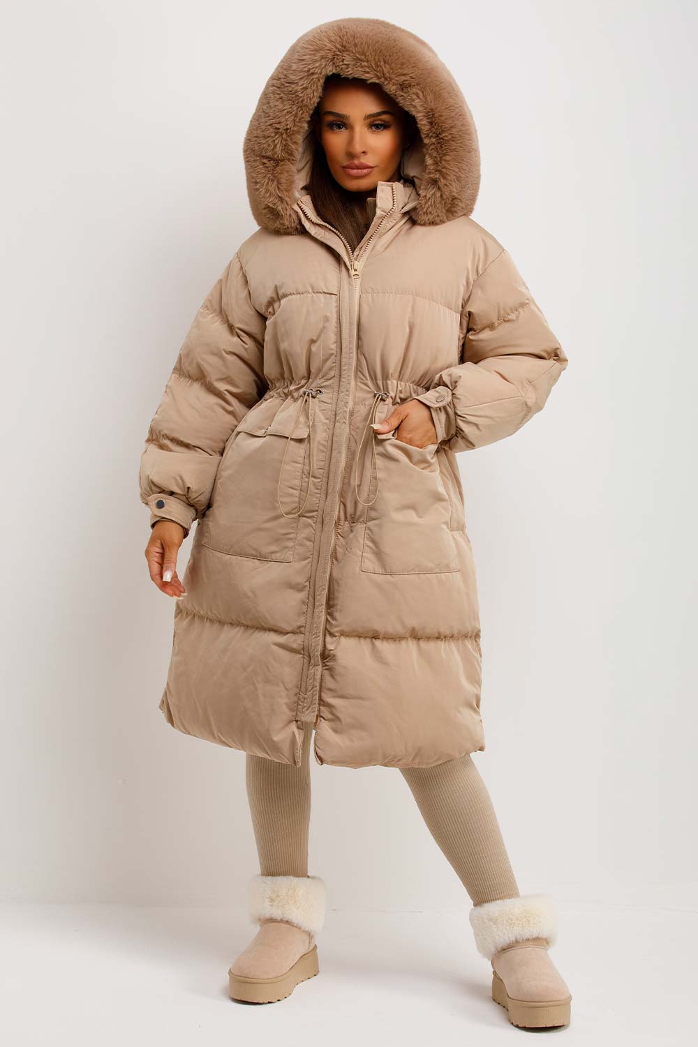 long puffer duvet coat womens