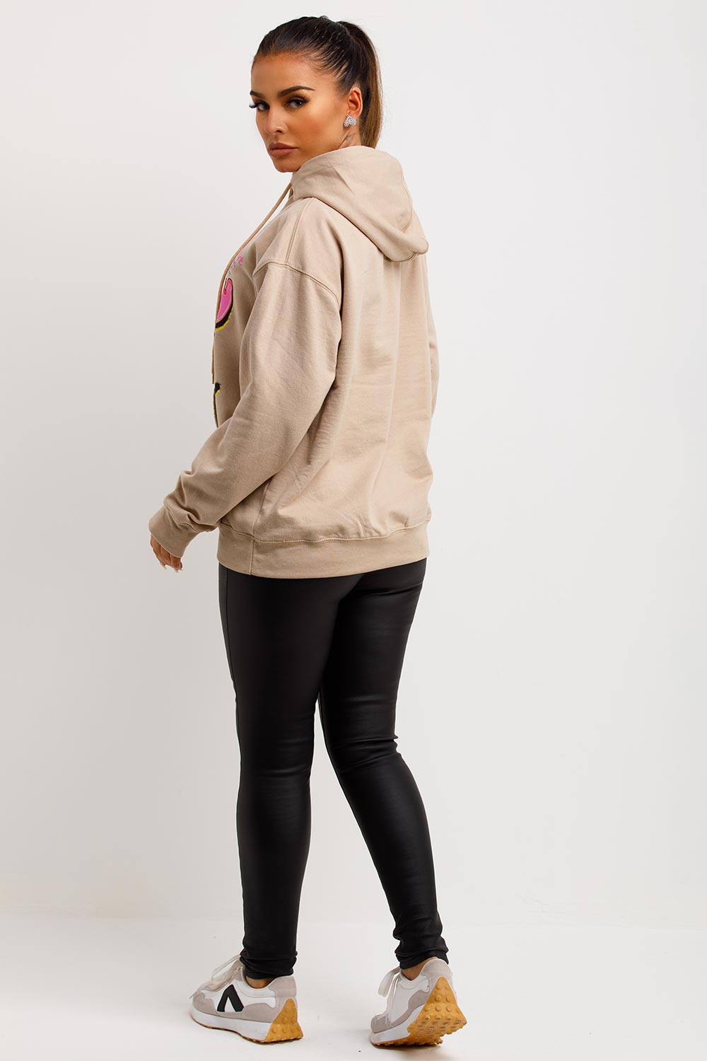 womens oversized hoodie with the lovely club slogan