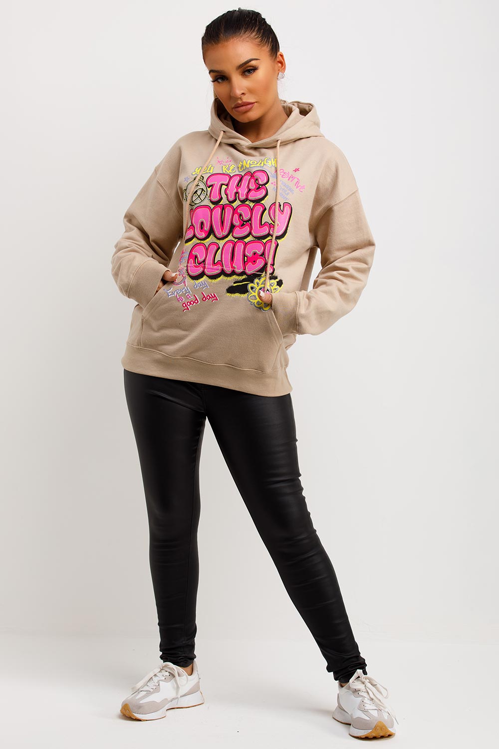 womens hooded sweatshirt with the lovely club slogan