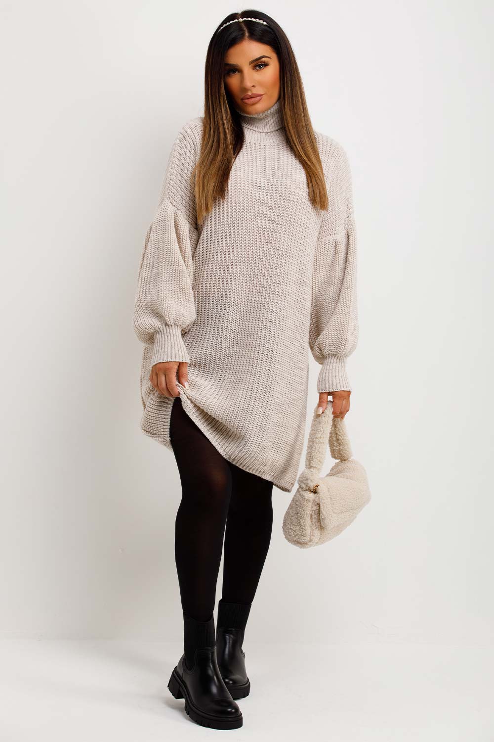 roll neck christmas jumper dress