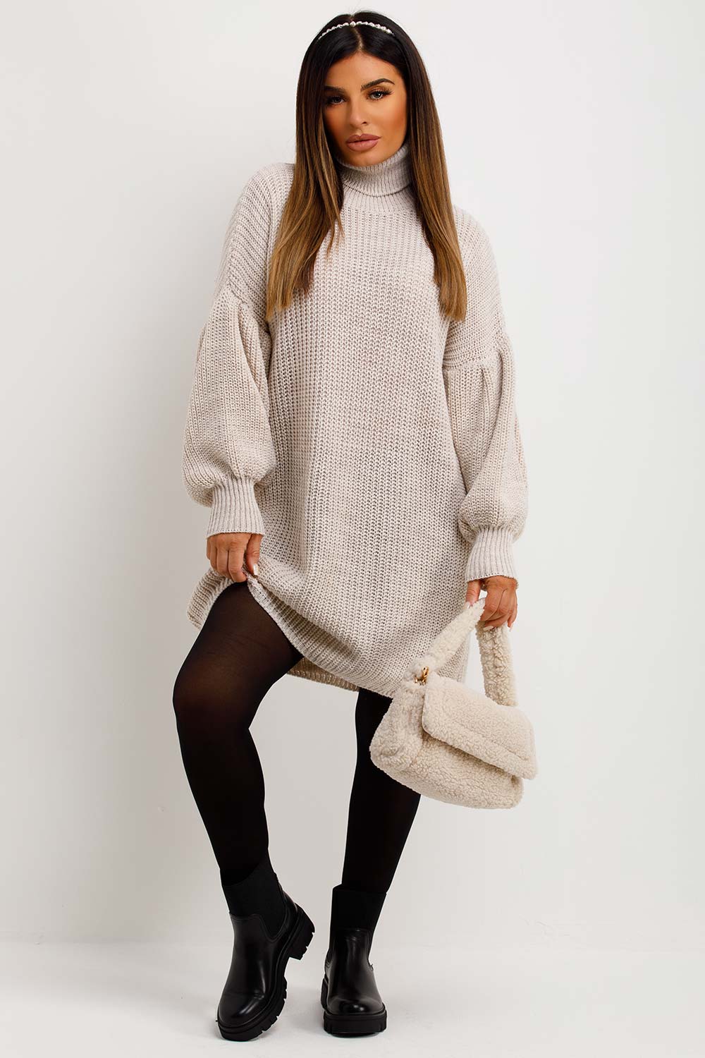 long sleeve roll neck jumper dress christmas outfit