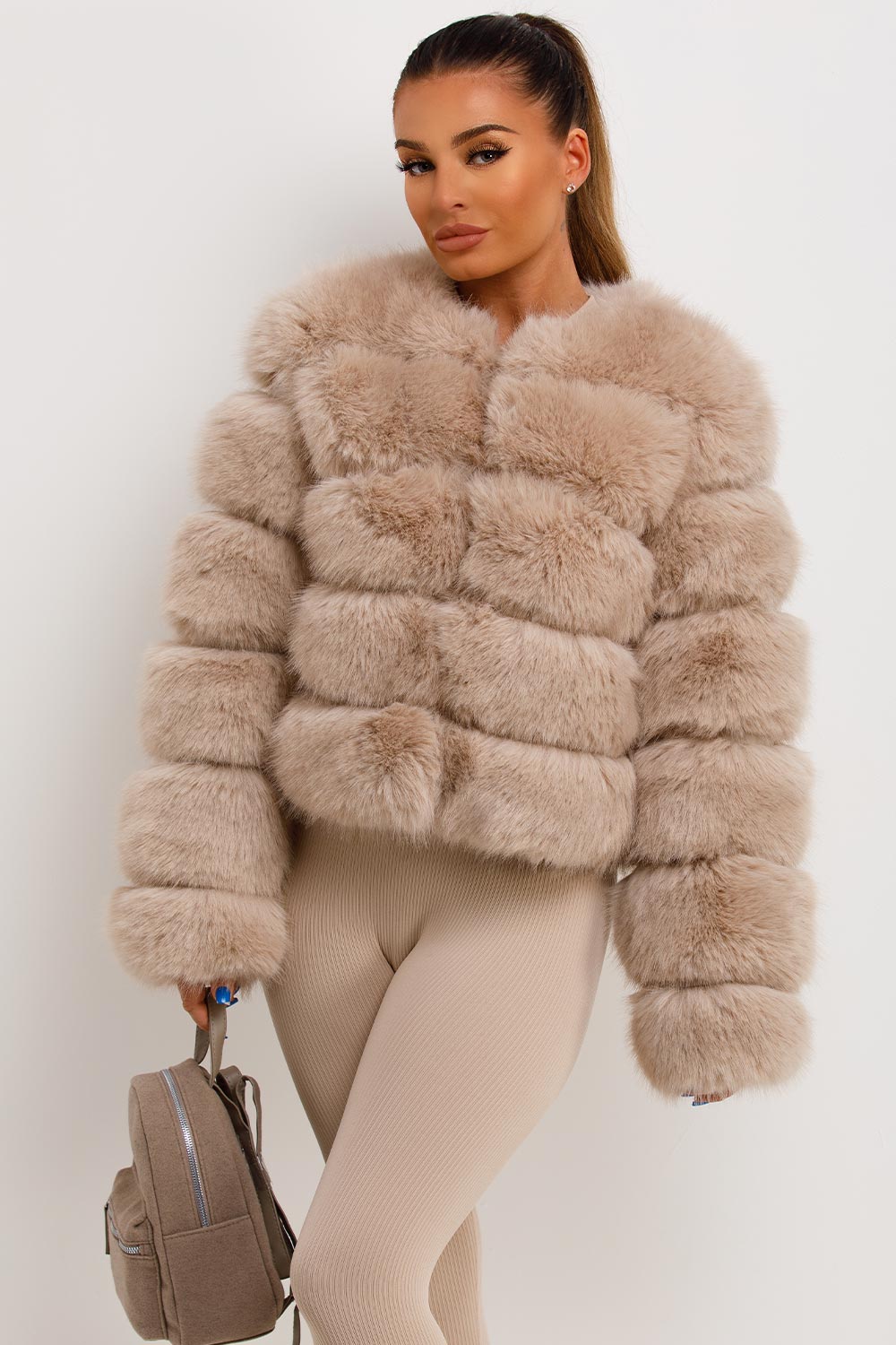 faux fur bubble coat cropped