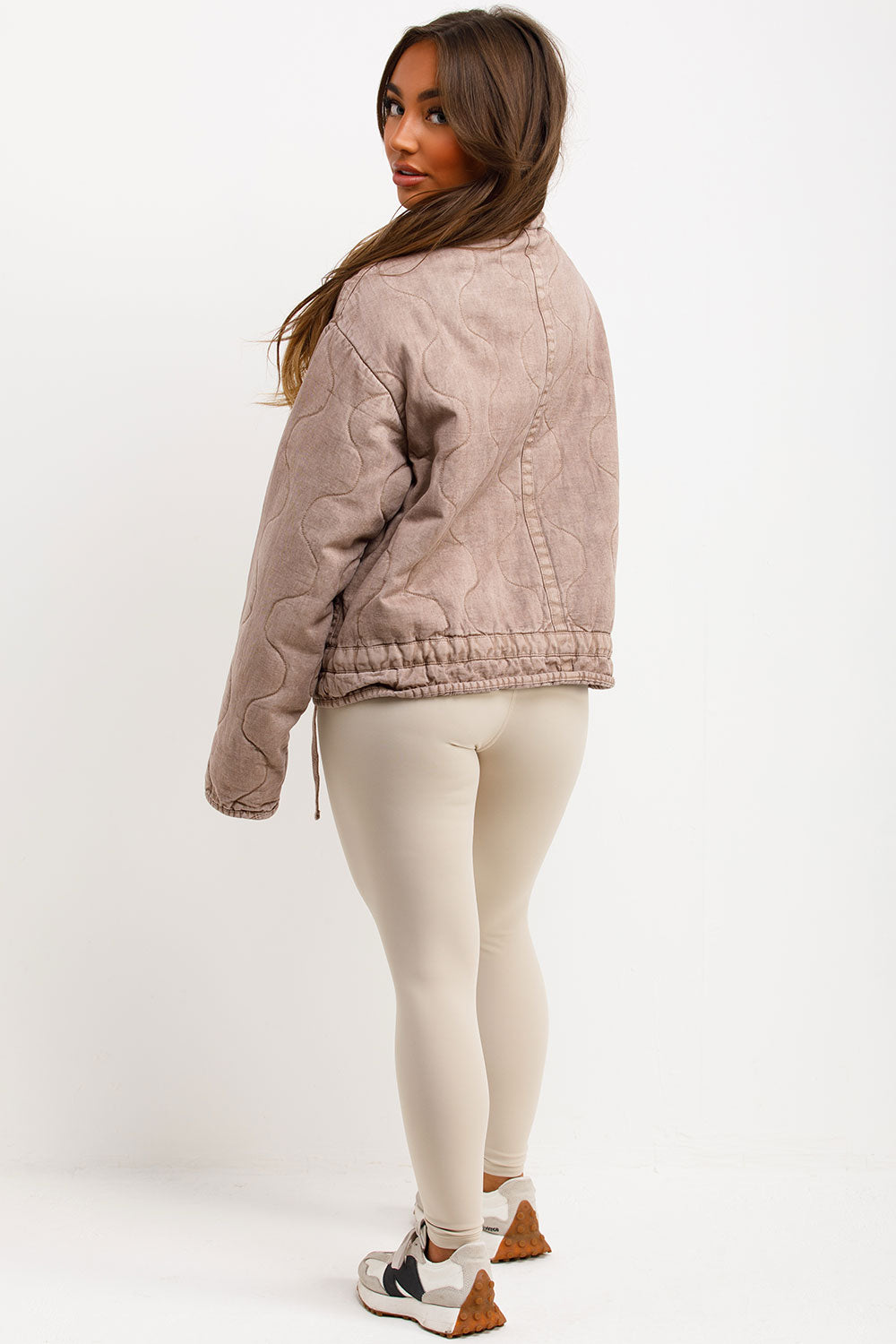 womens zara quilted jacket with long sleeves styledup