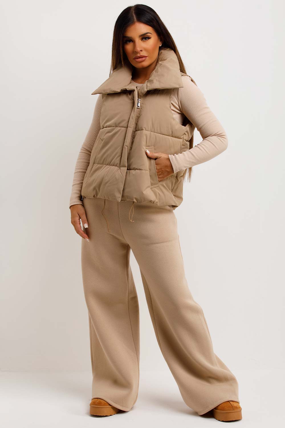 womens padded puffer gilet duvet bodywarmer