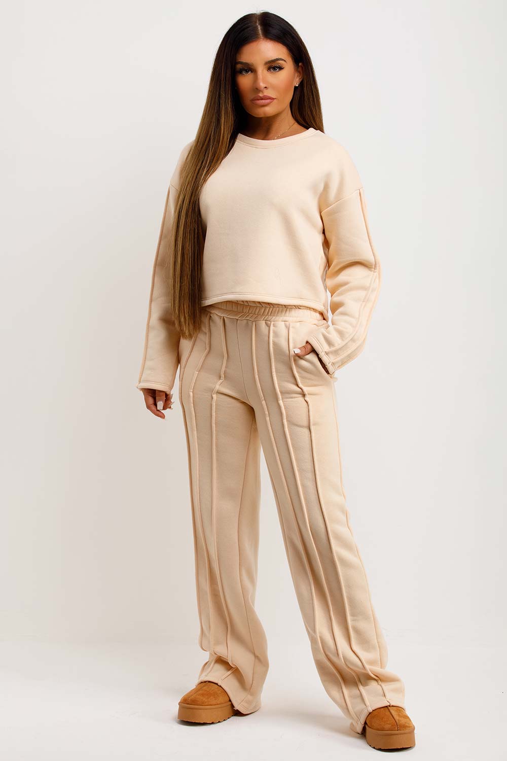 womens pintuck joggers and sweatshirt co ord