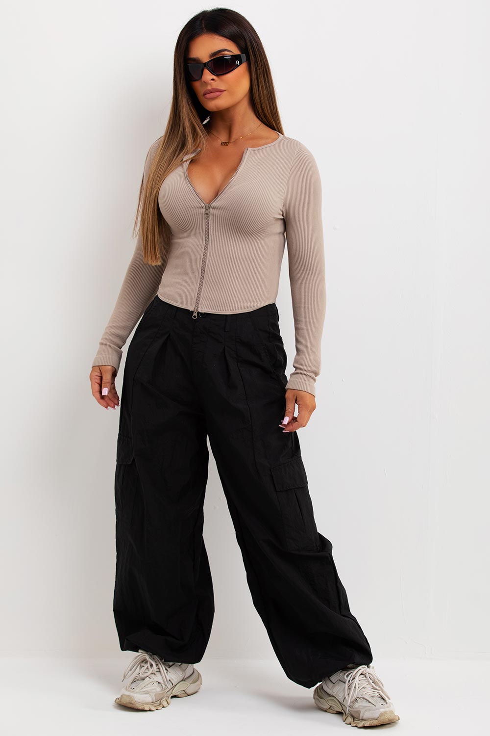 double zip ribbed contour top pretty little things tops sale