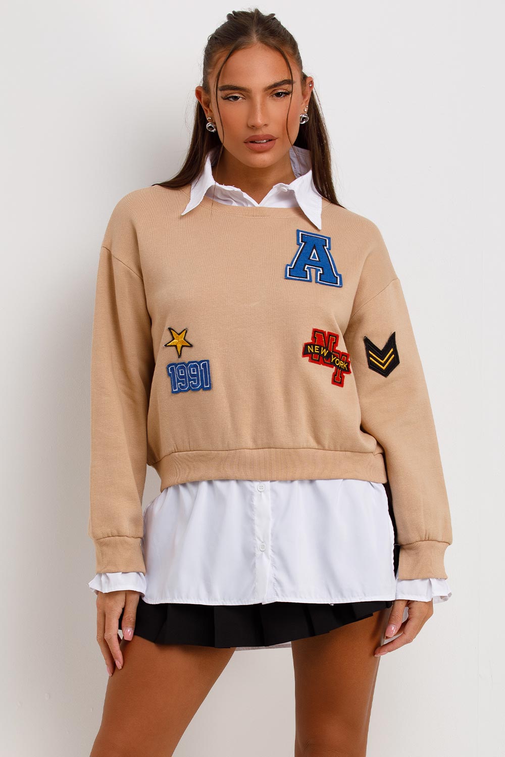 collared jumper shirt with new york slogan